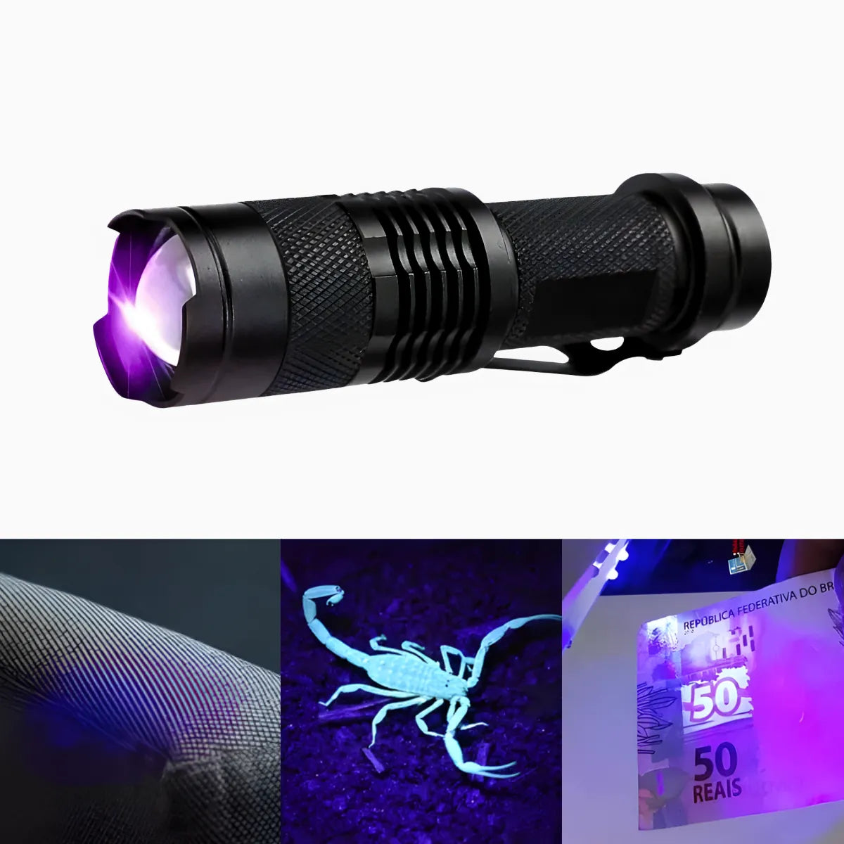 Lanterna Recarregável Luz Negra Uv Resistente A Água